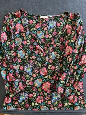 Fat Face cotton v neck floral top